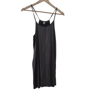 PJ Harlow Ruby Lounge Dress Small Charcoal Grey Satin Faille Spaghetti Strap